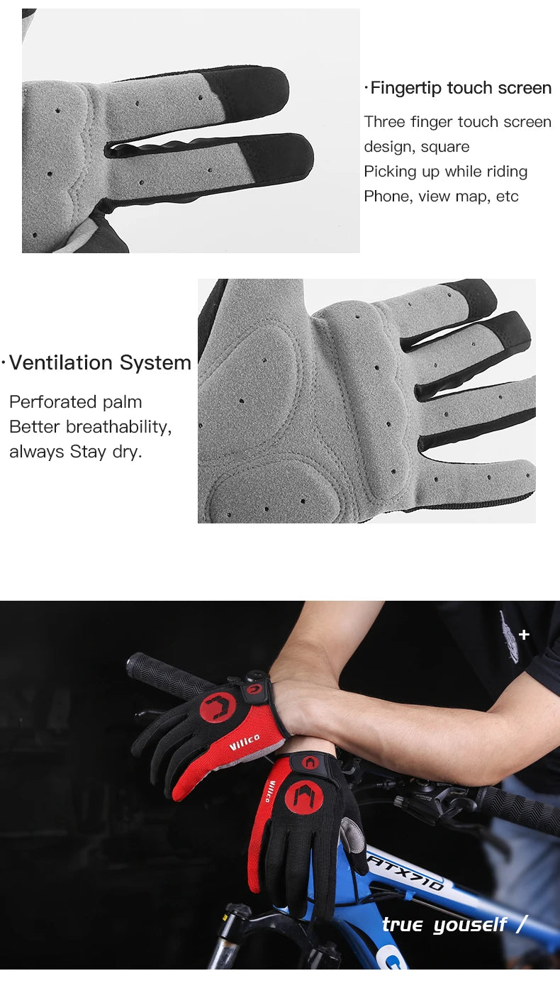 Herbst Winter MTB Radfahren Lange Finger Handschuhe Nicht-Rutsch Verschleiß Shock Proof Atmungsaktive Touchscreen Fahrrad Motorrad Handschuhe Männer