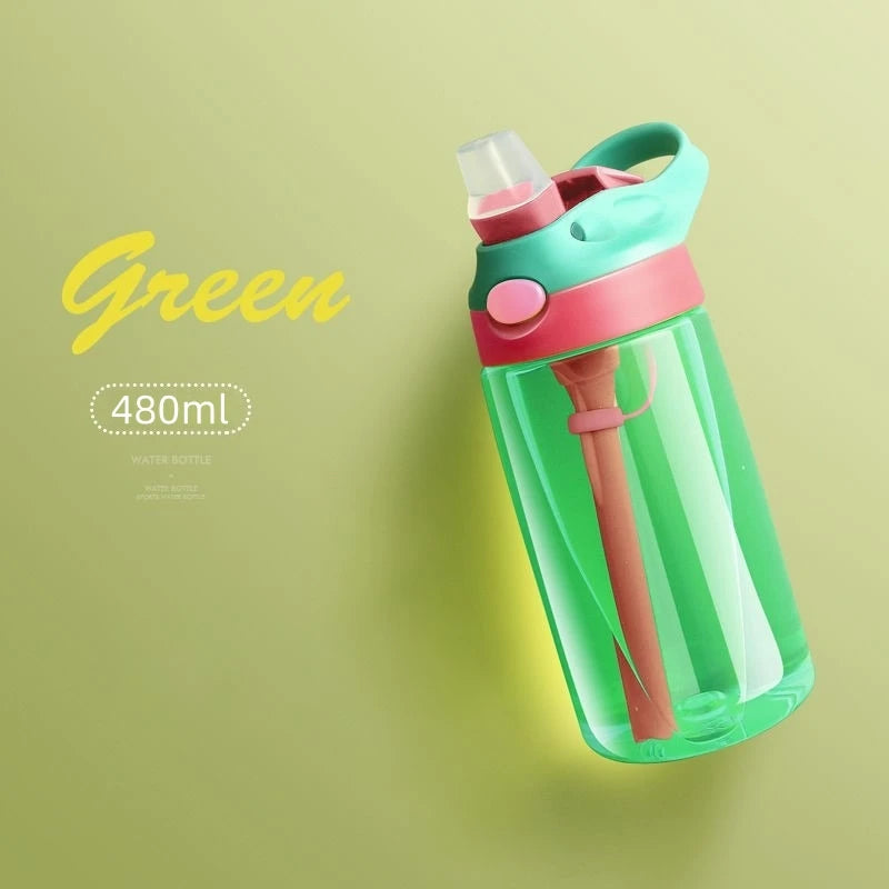 480 ml Baby-Fütterungsbecher, auslaufsichere Wasserflasche mit Strohhalm, tragbar, für Reisen, Fitnessstudio, Camping, Flasche, Safttrinkflasche für Kinder