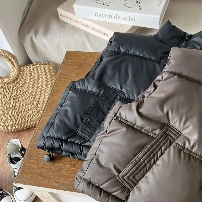 Kinder-Daunen-Baumwollweste, neues Herbst- und Winter-Tanktop für Jungen und Mädchen zum Tragen im Teenageralter, dicker Mantel