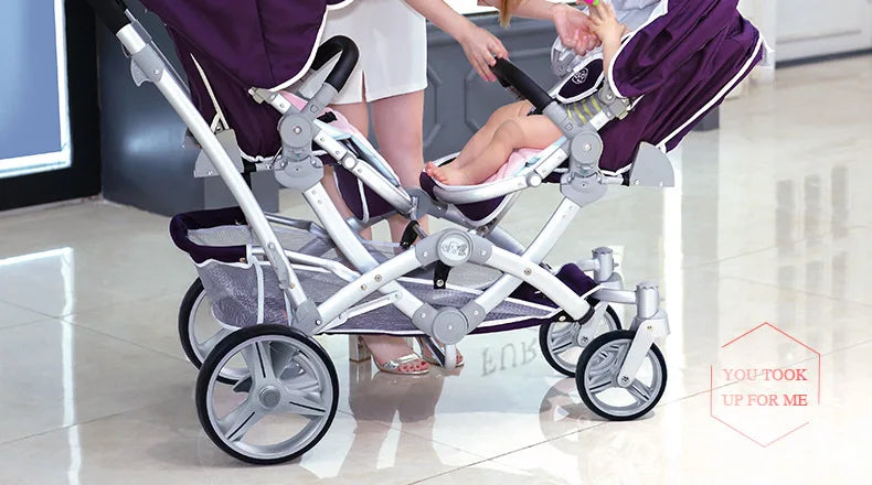 Faltbarer Zwillingskinderwagen, Doppelsitz-Kinderwagen für zwei Babys, stoßdämpfender Zwillingskinderwagen, multifunktional
