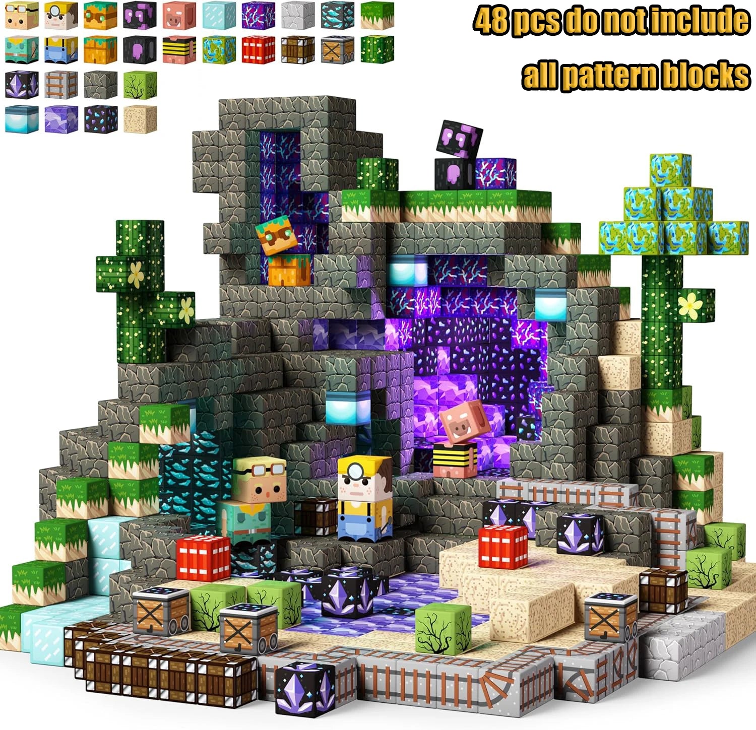 Magnetische Bausteine Minenwelt Magnetische Minenexploration Konstruktions-Würfel STEM Spielzeug-Set Geschenk für Jungen Mädchen Kinder