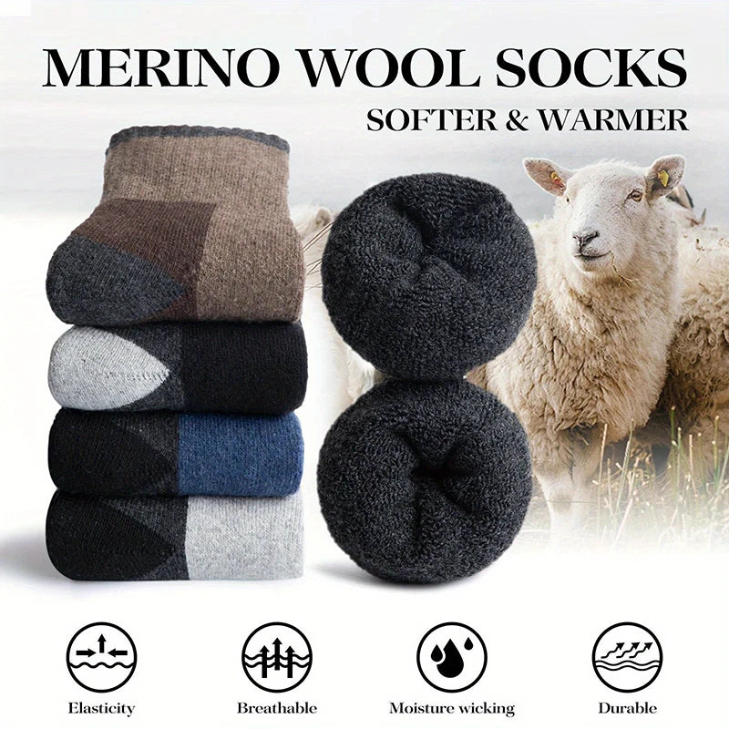 Winter-Socken aus Merinowolle, verdickt, warm, feuchtigkeitsableitend, Wandersocken, für Herren und Damen, thermisch, atmungsaktiv, langlebig, Radfahren, Outdoor-Socken