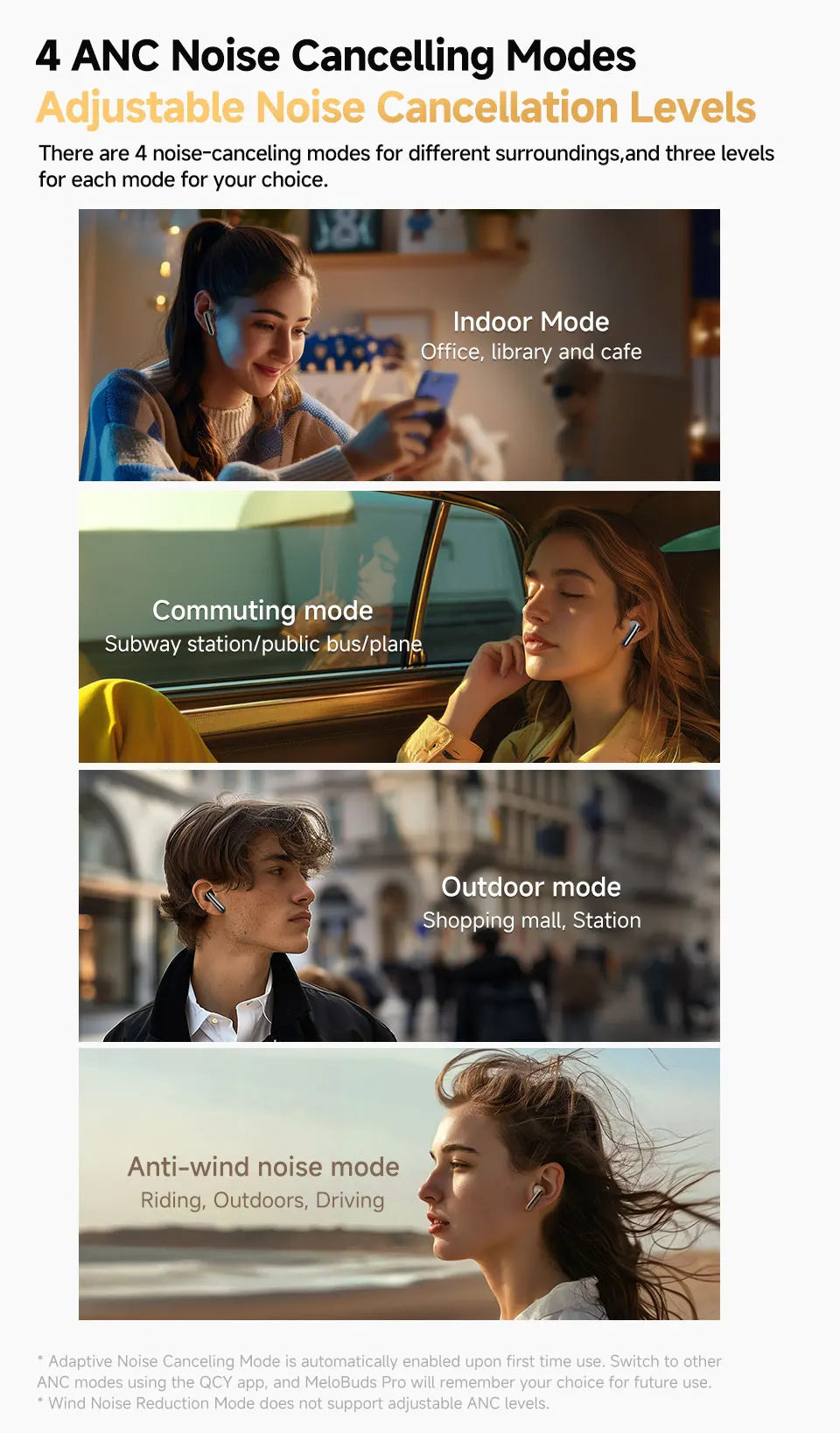 QCY MeloBuds Pro Adaptive Hybrid Active Noise Cancelling Kabellose Ohrhörer 46 dB Bluetooth 5.3 LDAC Hi-Res Audio 34H Ohrhörer Bequeme Passform