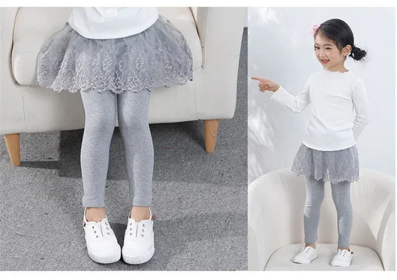 Neue Baby Mädchen Leggings Spitze Prinzessin Rock-hosen Frühling Herbst Kinder Dünne Rock Hosen für 2-7 Jahre kinder Kleidung
