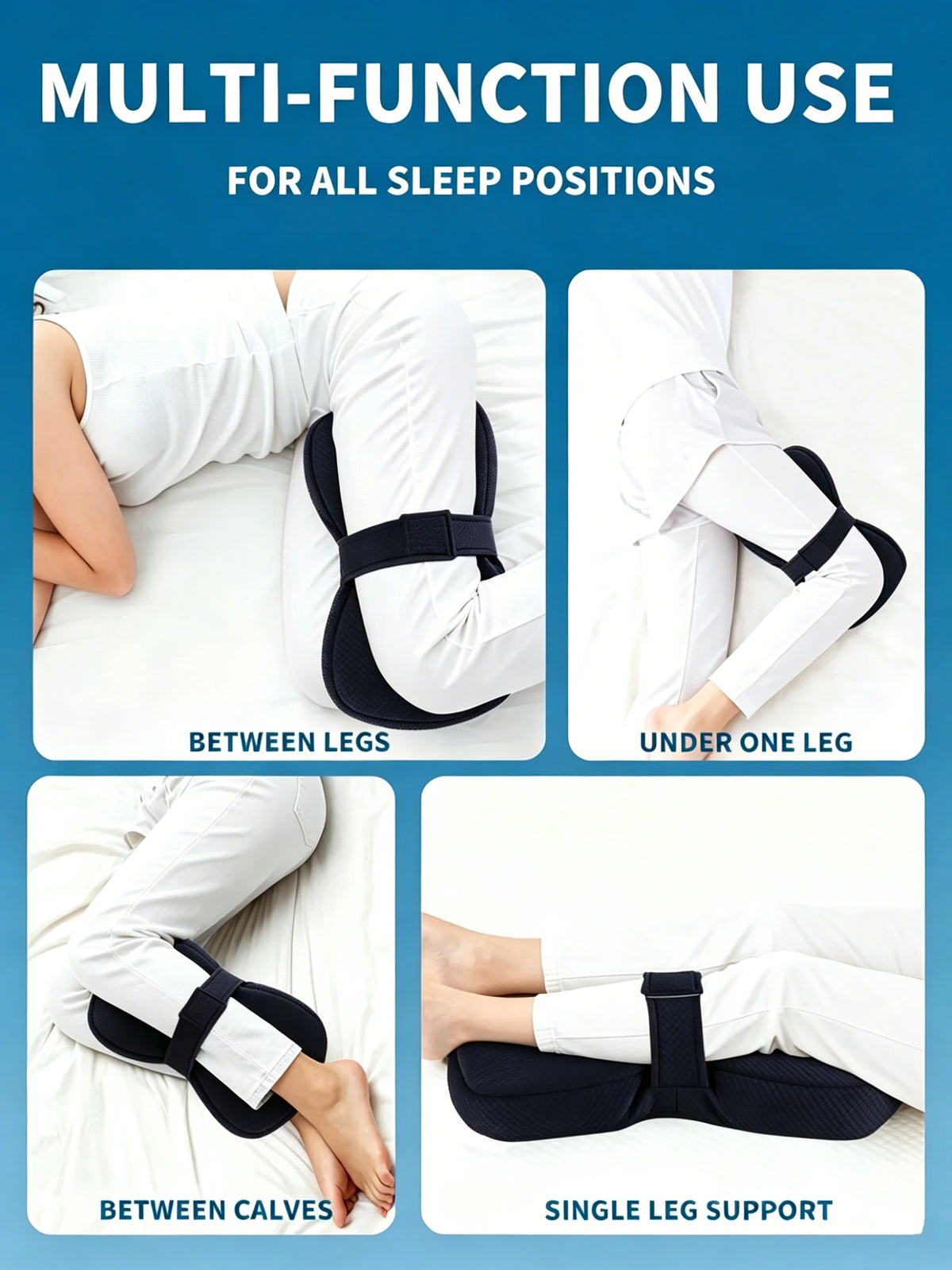 1-Piece Knee Pillow, Ergonomic Side Pillow for Side Sleepers, Back, Legs, Hips, Joints, Pregnancy, Sciatica, Neuralgia, Relief