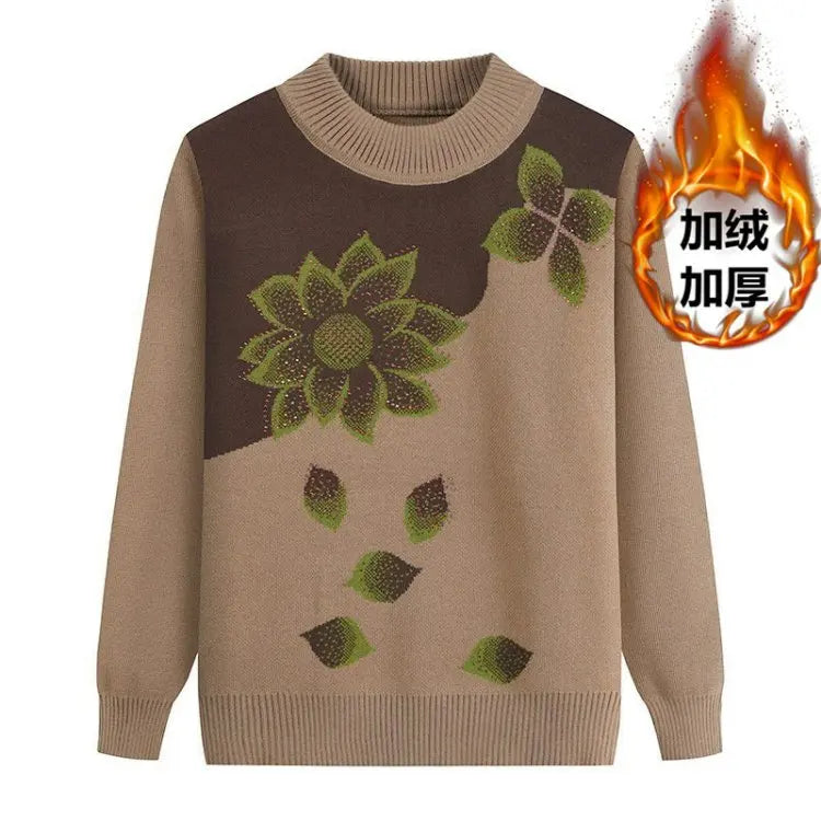 Winterkleidung Oma Pullover Strickpullover Dicker mittlerer Alter Ältere Mutter Bottoming Shirt Samt Langarm Top Damen