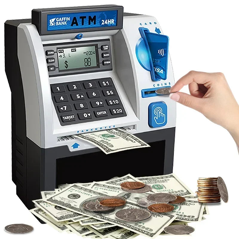 Kinder ATM Automatische Anzahlung Kassierer Maschine Spielzeug Smart Passwort Swipe Karte Sparen Box Kinder Elektronische Sparschwein Weihnachten Geschenk