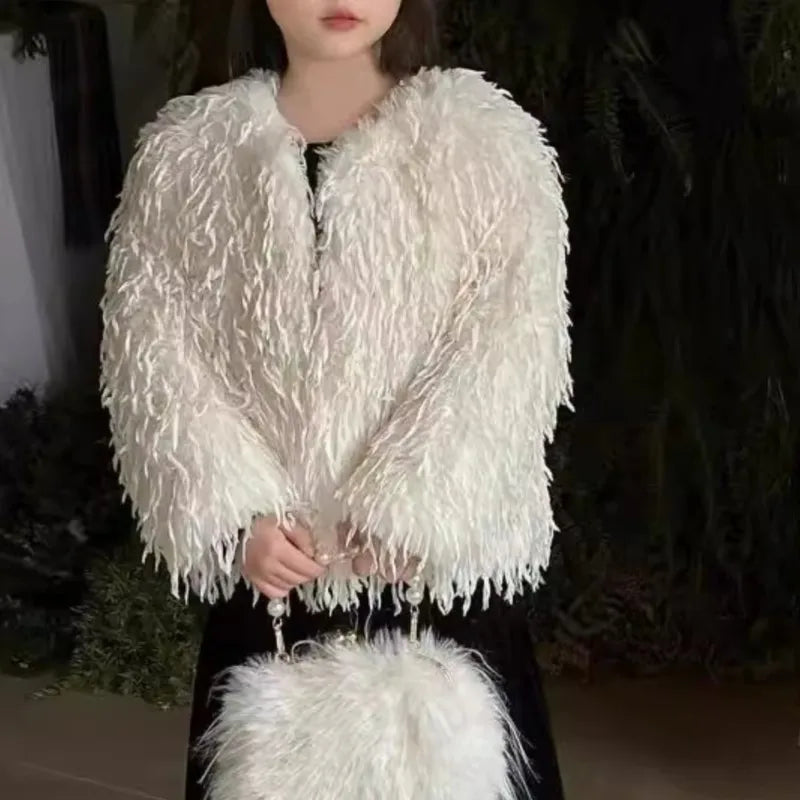 Mode Baby Mädchen Faux Pelz Jacke Dicke Outwear Infant Kleinkind Teenager Kind Winter Herbst Einfarbig Mantel Baby Kleidung 2-12Y