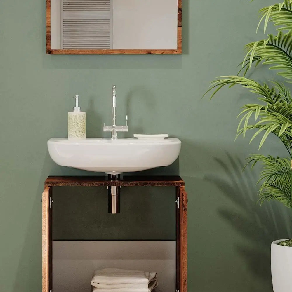 Bad Furniture-Set Oak rustikal Kiko, bestehend aus Badezimmer Mirror, Washbasinunterschrank - Platz for Nursing and Baduten