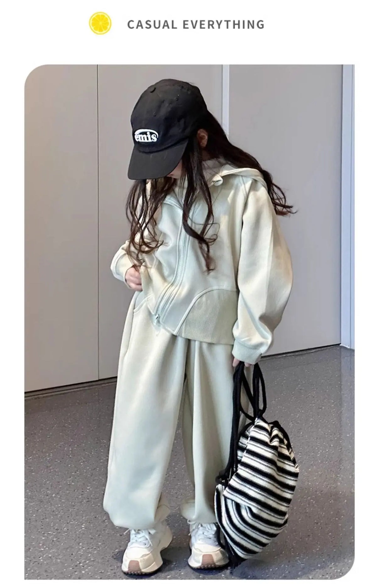 2026 Winter Herbst Teenager-Mädchen-Set: Lose Jacke mit Kapuze + Trainingsanzug mit weiten Hosen, Kinderkleidung, Outfit für Kinder 4 8 10 12 Jahre