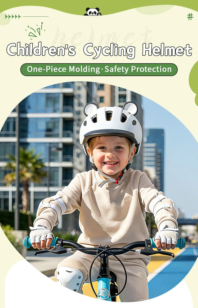 Kinder-Fahrradhelm mit Panda-Cartoon-Design für Kleinkinder, Skateboard, Roller, Radfahren, 51-55cm Kinderfahrradhelm