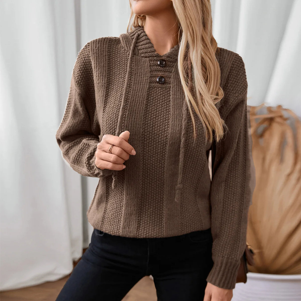 Klamotten Damen Herbst Pullover Damen Einfarbig Taste Langarm Gestrickte Büro Pendler Vielseitig Pullover Pull Hiver Femme