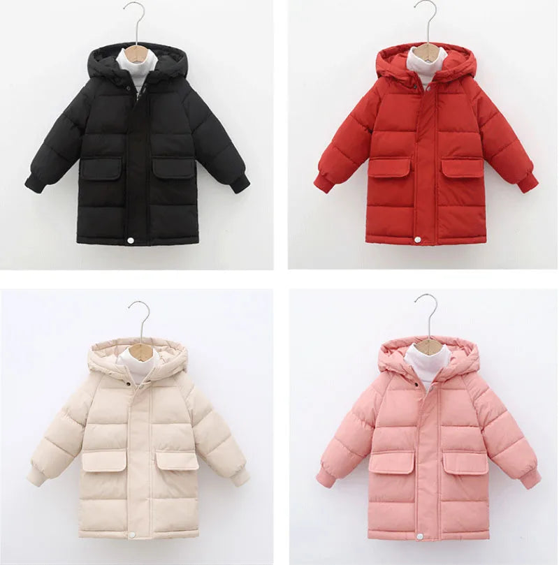Kinder Warme Daunen Lange Oberbekleidung Winter Herbst Teen Verdicken Baumwolle Kleidung Jungen Mädchen Gepolsterte Parka Mäntel Teen Jacken 3-10 jahre