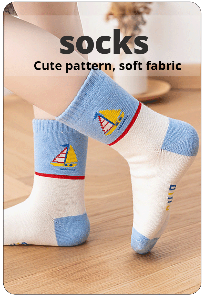 5 Paar neue Herbst und Winter Kinder Socken gestreifte Segelboot Jungen Socken 4 bis 8 Jahre alte Socken