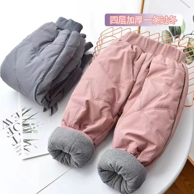 Kinder gepolsterte warme Baumwollhose Winter Kinder dick plus Samthose Herbst Teenager winddicht kältebeständig feste Hose 1–6 Jahre