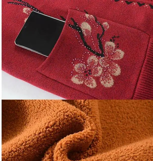 Oma Strickjacke Mittleren Alters und Ältere Frauen Pullover Mantel Frühling Herbst Warme Lange Ärmel Stricken Tops Mutter Geladen