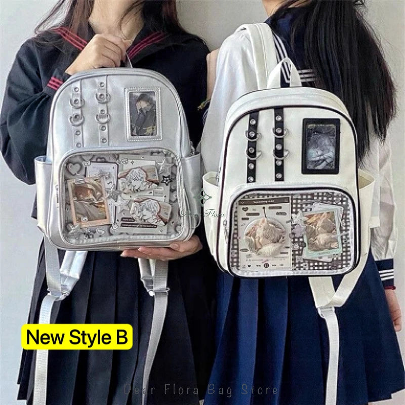 Y2K Nette Mini Rucksack Frauen Kawaii Ita Tasche Süße Mädchen Transparent Rucksack DIY Persönlichkeit Display Rucksack Lolita Schulter Tasche