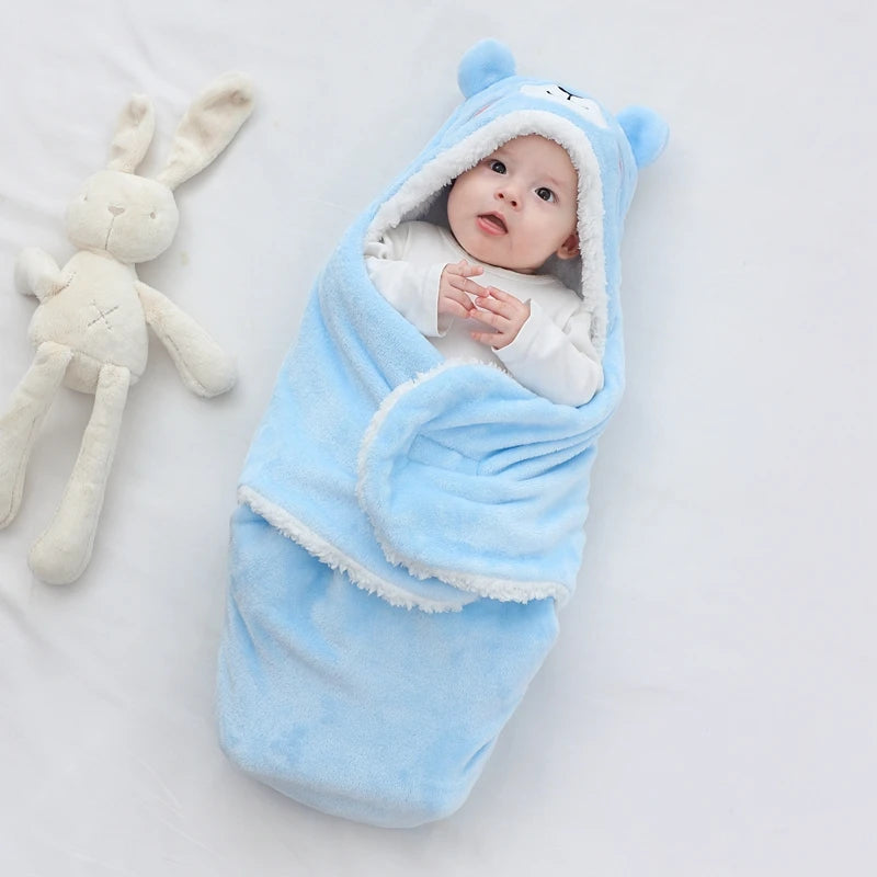 Weiche Baby-Schlafsäcke, warm, für Herbst und Winter, Wickeldecken für Neugeborene, CartoonCocoon für Babys, Flanell-Baby-Schlafsack, 0–9 Monate