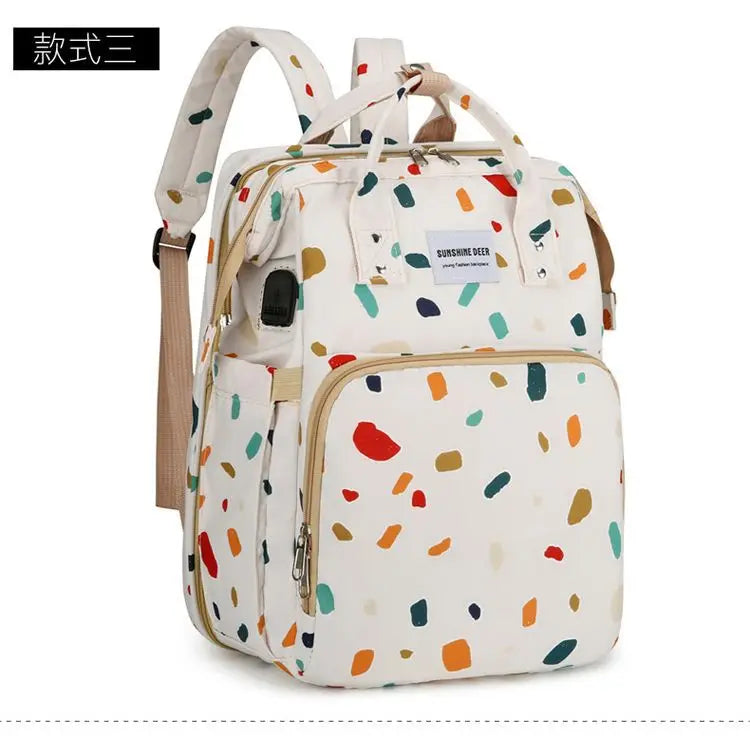 Mama Wickeltaschen Babybett Mutter Große Kapazität Windel Milchflasche Rucksäcke mit Wickelunterlage Praktische Baby-Stilltaschen Geschenk