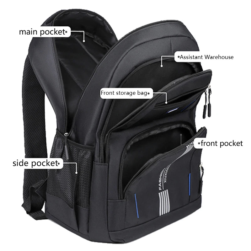Modischer minimalistischer Herrenrucksack, leichter Nylon-Rucksack mit mehreren Aufbewahrungsfächern für Schule und Wochenendausflüge