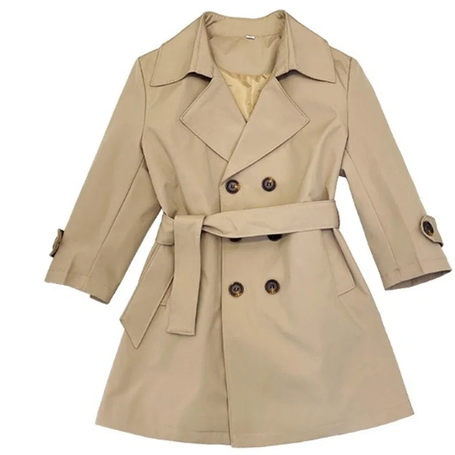 Teenager-Schultrenchcoat, Langer Stylischer Windbreaker für Jungen, Britischer Retro-Herbst-Winter-Mantel 2026, Modische Oberbekleidung für Kinder