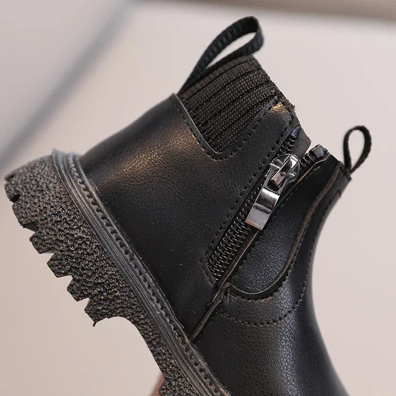 Kinder Kurze Stiefel Mode Jungen Schuhe Herbst Winter Leder Kinder Stiefel Rutschfeste Kleinkind Mädchen Stiefel Kleinkind Schneeschuhe