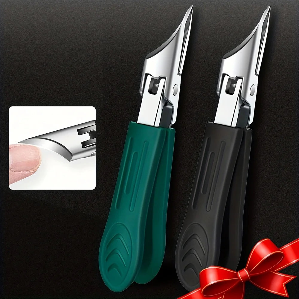 Robuster Edelstahl-Nagelknipser für eingewachsene Nägel mit Sicherheits-Softgriff, ultrascharfer 25-Grad-Winkelklinge, spritzwassergeschützt, für Senioren geeignet