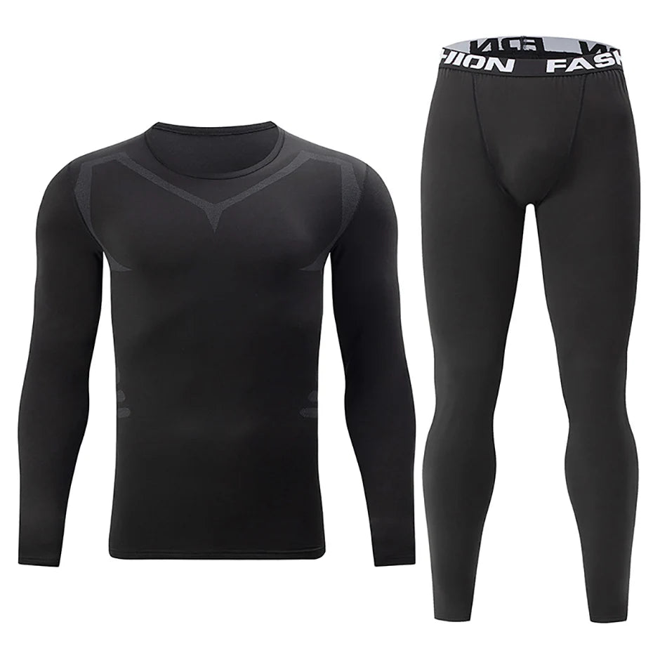 2/4-teiliges Herren-Unterwäscheset für Herbst/Winter, Schwarz, Langarm, für Jugendliche, Fitness, Laufen, Sportshirt, Lässige Stretchhose
