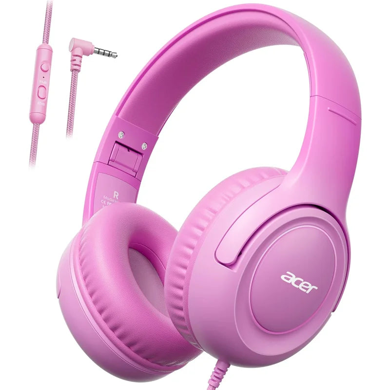 Acer Kinder-Kopfhörer, kabelgebunden, für die Schule, 85/94 dB Lautstärkeregler, faltbares Stereo-Sound-Headset für Kinder, Lerntablett, IPad, PC