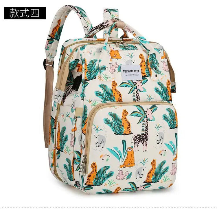 Mama Wickeltaschen Babybett Mutter Große Kapazität Windel Milchflasche Rucksäcke mit Wickelunterlage Praktische Baby-Stilltaschen Geschenk