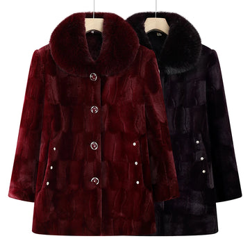 Große Größe mittleren Alters ältere Frauen Nerz Mantel Winter verdicken Baumwolle gepolsterte Kunstpelz Jacke High-End Oma Samt Pelzmantel