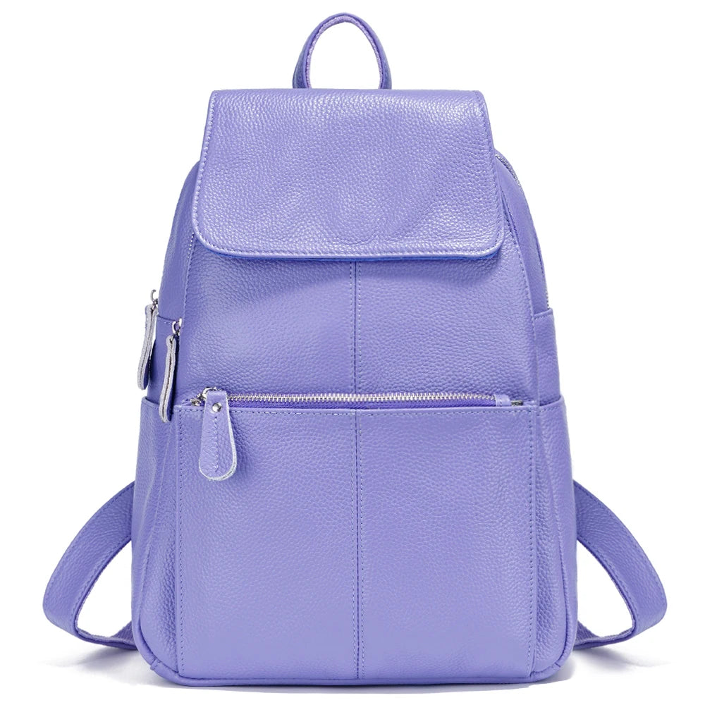Zency Stilvoller Damen-Rucksack aus echtem Leder in Weiß und Schwarz, A++-Qualität, Diebstahlsicherer Rucksack mit großem Fassungsvermögen, Reise-Designer-Rucksack