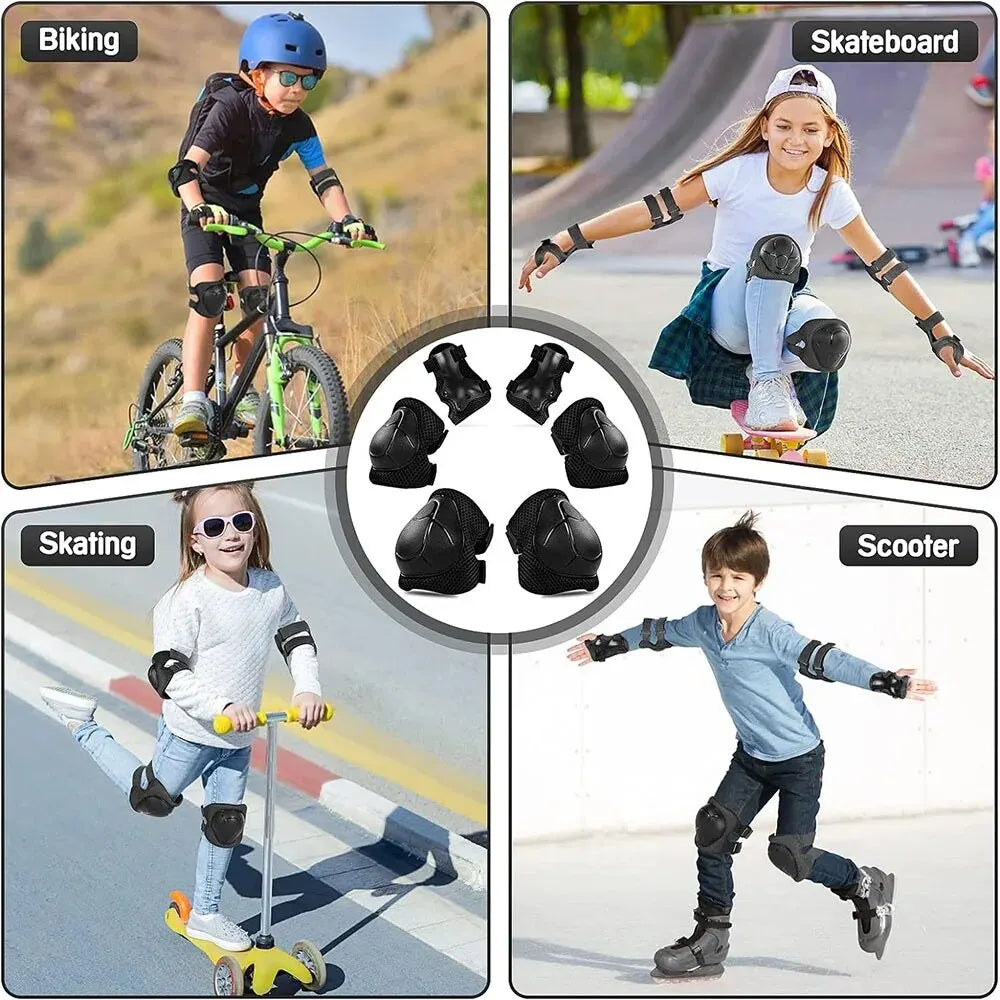 Kinderschutzausrüstung, Knieschützer und Ellbogenschützer, 3-in-1, mit Handgelenkschutz für Rollerblading, Skateboard, Radfahren, Skaten, Fahrrad, Roller