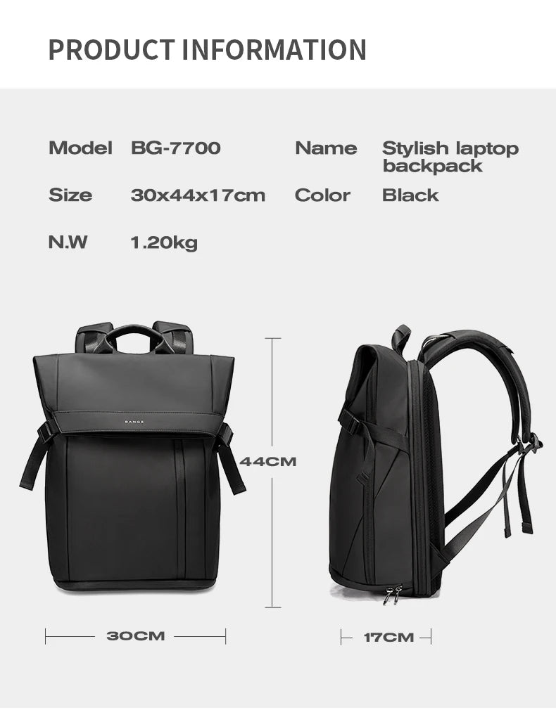 Bange Herren-Mode-Rucksack, 15,6 Zoll, multifunktionaler wasserdichter Rucksack, tägliche Reisetasche, lässiger Schulrucksack mit Schnalle