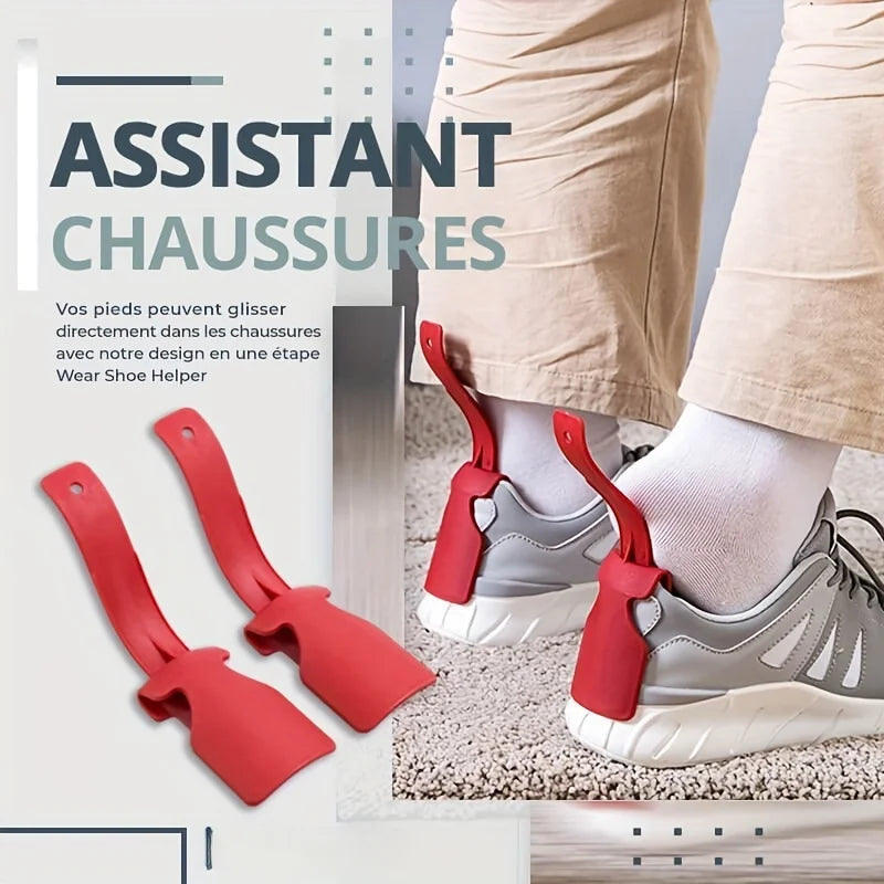 2 Pieces Lazy Shoe Helper, Plastic Shoehorn, No Bending Required, Fits All Shoes, Perfect for Seniors & Pregnant Women