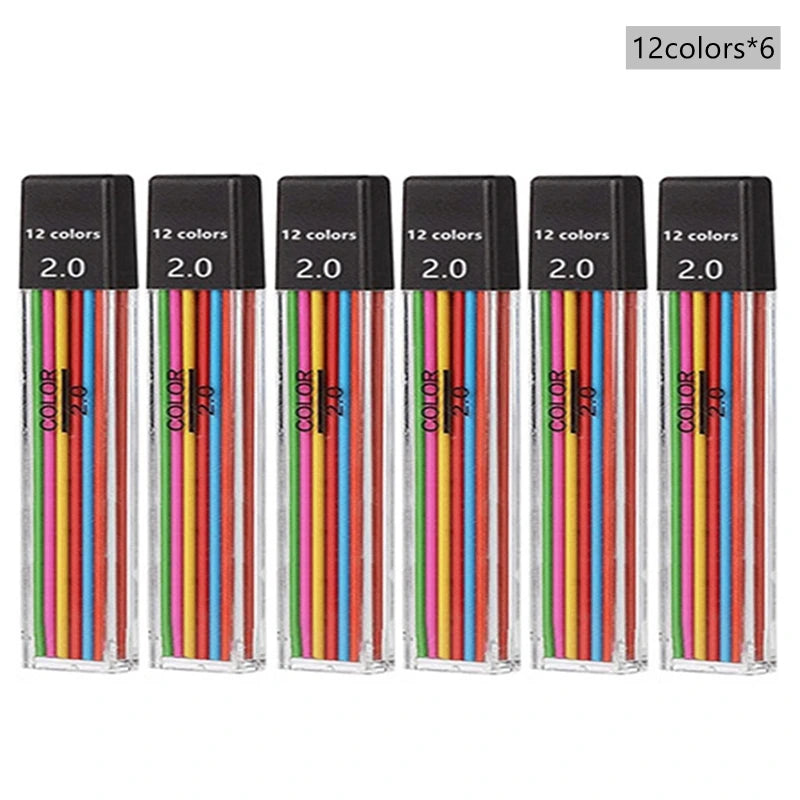 Druckbleistift-Set 2,0 mm mit 2B-Schwarz/Farben-Minenminen zum Schreiben, Skizzieren, Kunst, Zeichnen, Malen, Schule, automatischer Bleistift