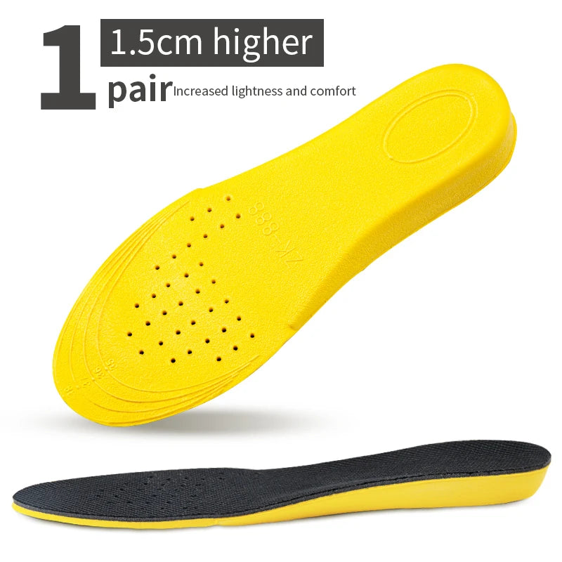 Unsichtbare Einlegesohlen zur Erhöhung der Höhe für Damen und Herren, Fersenlift, gelbe Schuhe, Sohlenpolster, atmungsaktiv, Stoßdämpfung, Fußpflegekissen