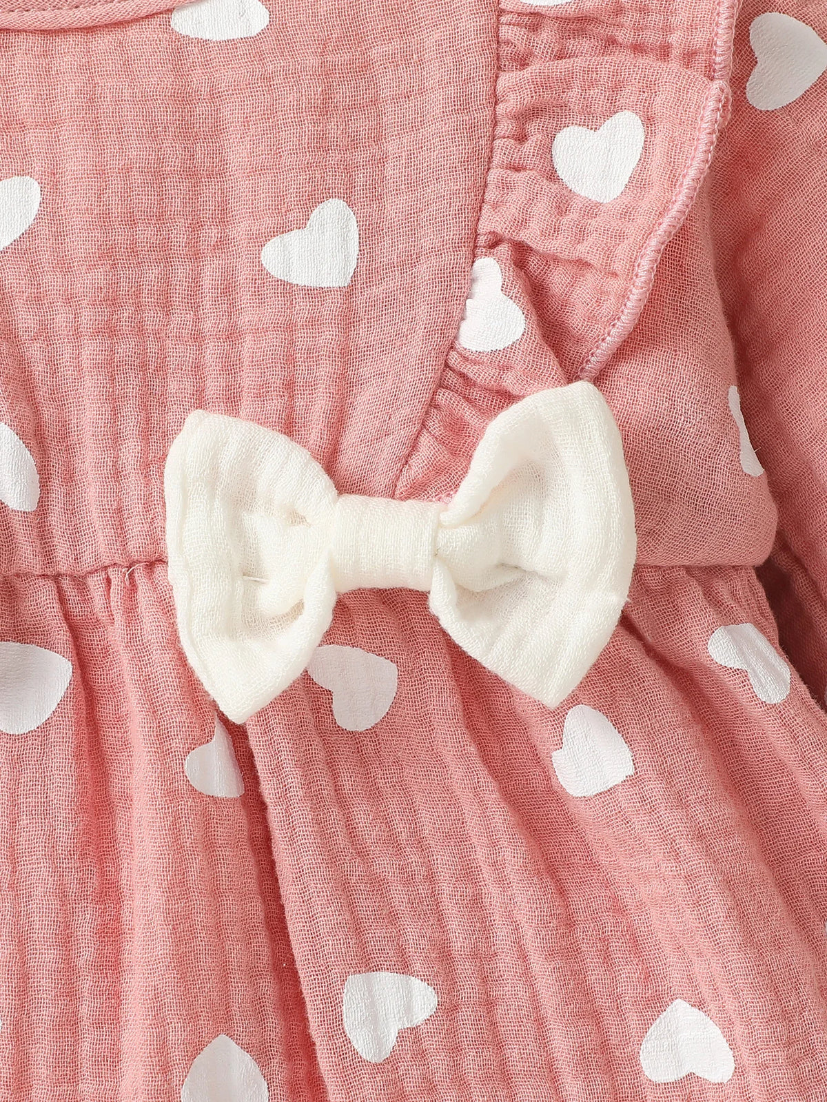 Baby Mädchen Sommer Langarm Druck Liebe mit Schleife für lässigen täglichen Baumwolloverall