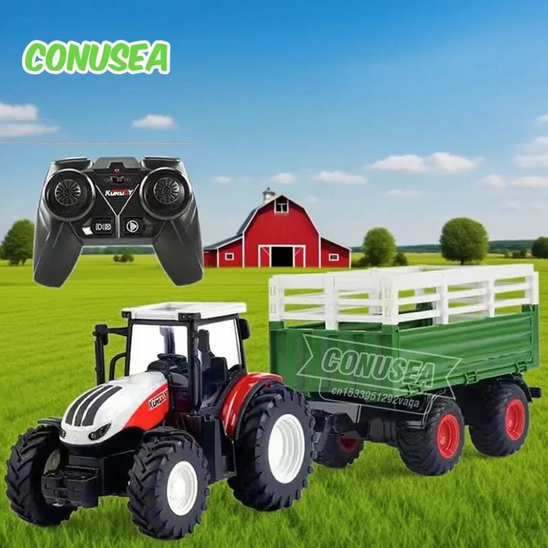 Fernbedienung Traktor RC Bauernhof Lkw Auto Anhänger 2,4G Landwirtschaft Simulator Lkw Miniatur Bauernhof Fahrzeug Spielzeug Modell Kinder Junge