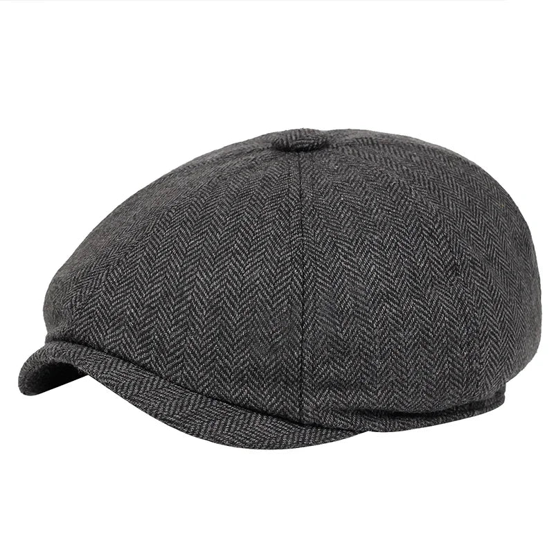 Retro Newsboy Caps für Herren, achteckige Hüte, britische Malerhüte, Herbst-Winter-Baskenmützen, Fischgrätmuster-Flatcaps, Hip-Hop-Baskenmützen, Gorras