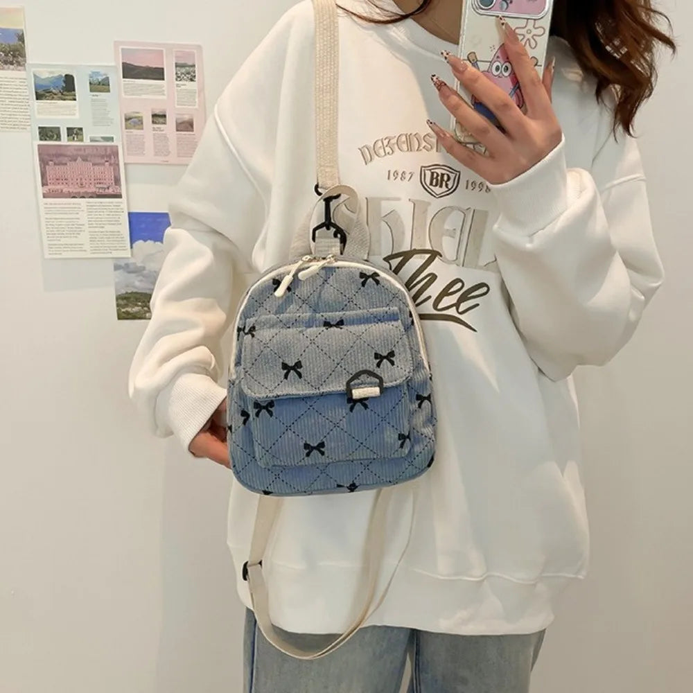 Mini Rucksack Süße Bowknot Gedruckt Schulter Tasche Reise Kosmetische Lagerung Tasche Koreanische Ins Student Bookbags Casual Rucksack