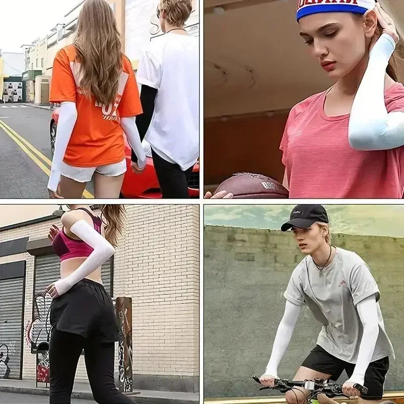 1 Paar kühlende Armabdeckungen für Damen und Herren, Sommer-Sonnenschutz, Sonnenschutz, Eisseidenärmel für Radfahren, Outdoor-Sportarten, Golf