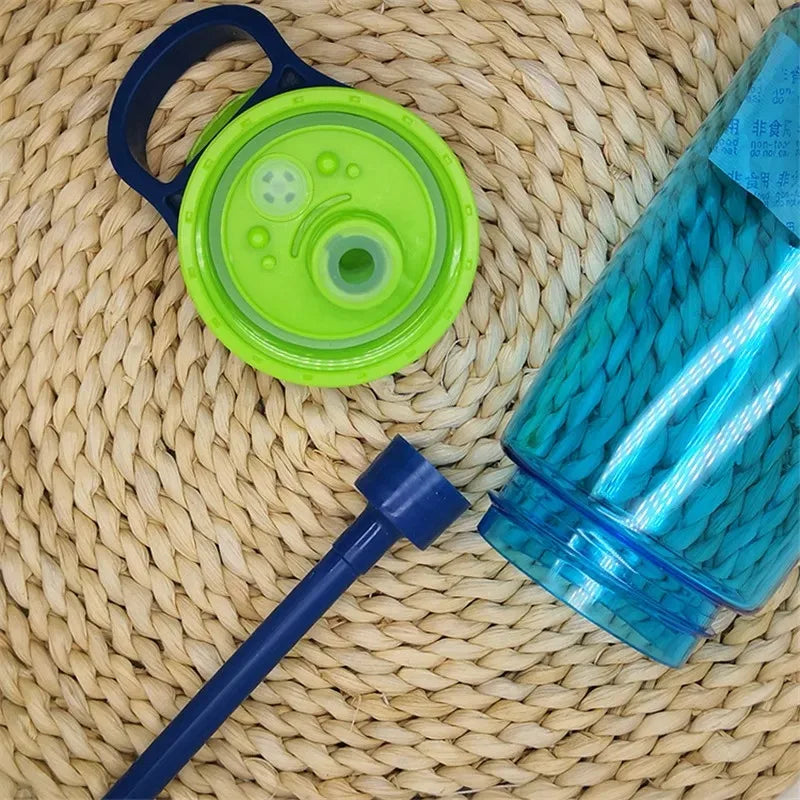 480 ml Baby-Fütterungsbecher, auslaufsichere Wasserflasche mit Strohhalm, tragbar, für Reisen, Fitnessstudio, Camping, Flasche, Safttrinkflasche für Kinder