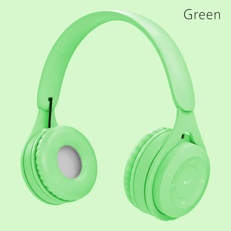 Macaron-Kopfhörer für Kinder, kabelloser Bluetooth-Kopfhörer, Stereo-Stirnband, Gaming-Headset mit Mikrofon, Gamer-Mädchen-Geschenk für mobiles Tablet