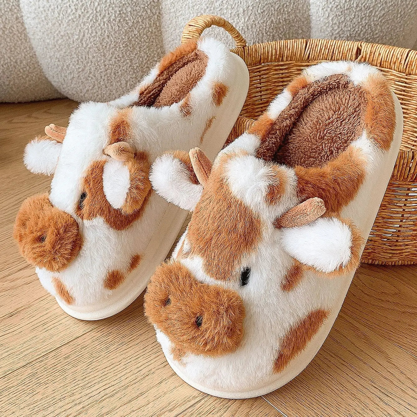 Cute Cow Plush Slippers