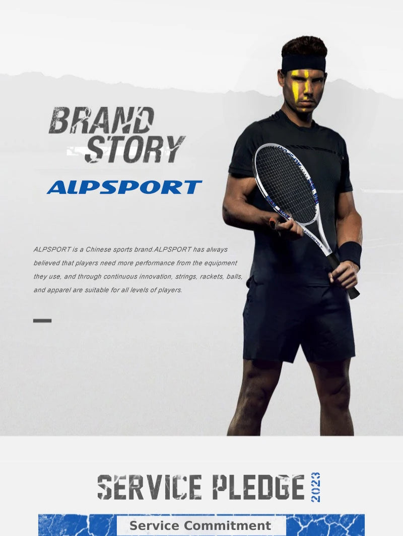 ALPSPORT T800 18K Professioneller Tennis-Schläger aus Carbonfaser – Leicht (280g) mit Tasche & Rutschfestem Gurt, Schneller Versand für Turniere