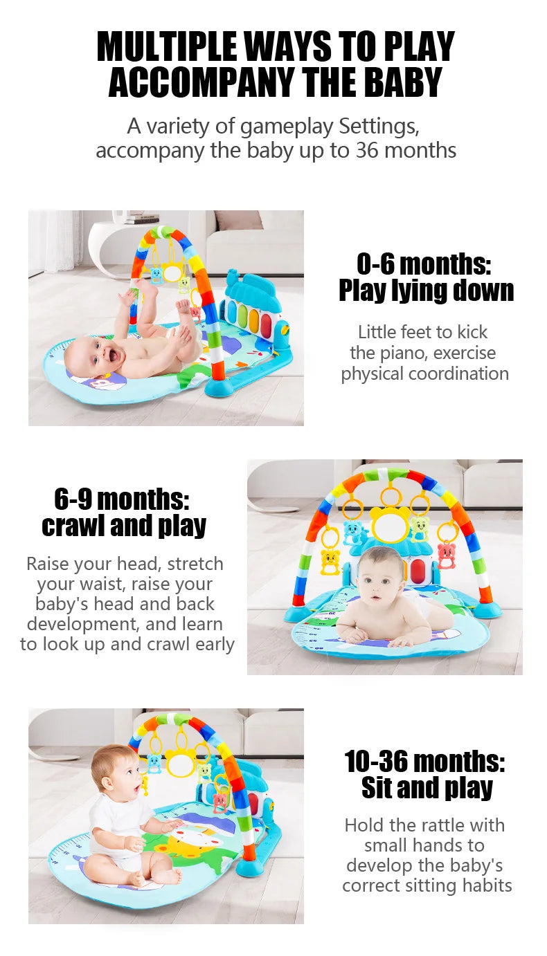 Baby Fitness Stand Music Play Gym Activity Toy Newborn Piano Crawling Blanket Pedal Play Pad Early Education 0-36 Months Gifts