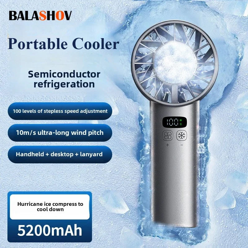 Eiskompressen-Hochgeschwindigkeits-Kühlventilator, tragbare USB-Akku-Ventilatoren, faltbarer Mini-Ventilator für Reisen, Camping, Outdoor