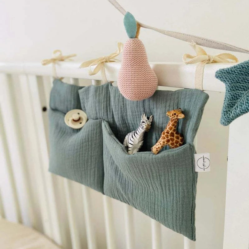Babybett-Organizer, Kinderbett, Caddy, Bett, Aufbewahrungstasche, 2 Taschen, Nachttisch, hängende Windel, Kinderzimmer, Spielzeug, Tasche, Windeln, Kinderwagen, Organisieren