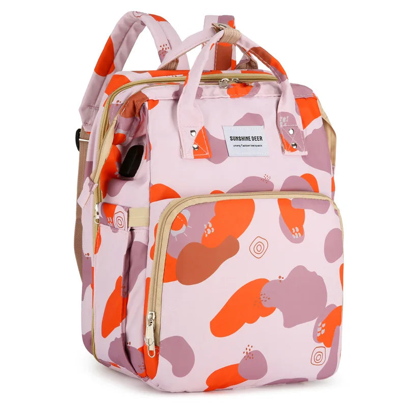 Mama Wickeltaschen Babybett Mutter Große Kapazität Windel Milchflasche Rucksäcke mit Wickelunterlage Praktische Baby-Stilltaschen Geschenk